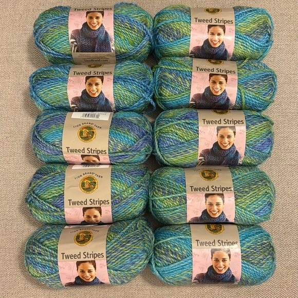 lion brand Other - Lion Brand Tweed Stripes Yarn • Lakeside • Lot of 10